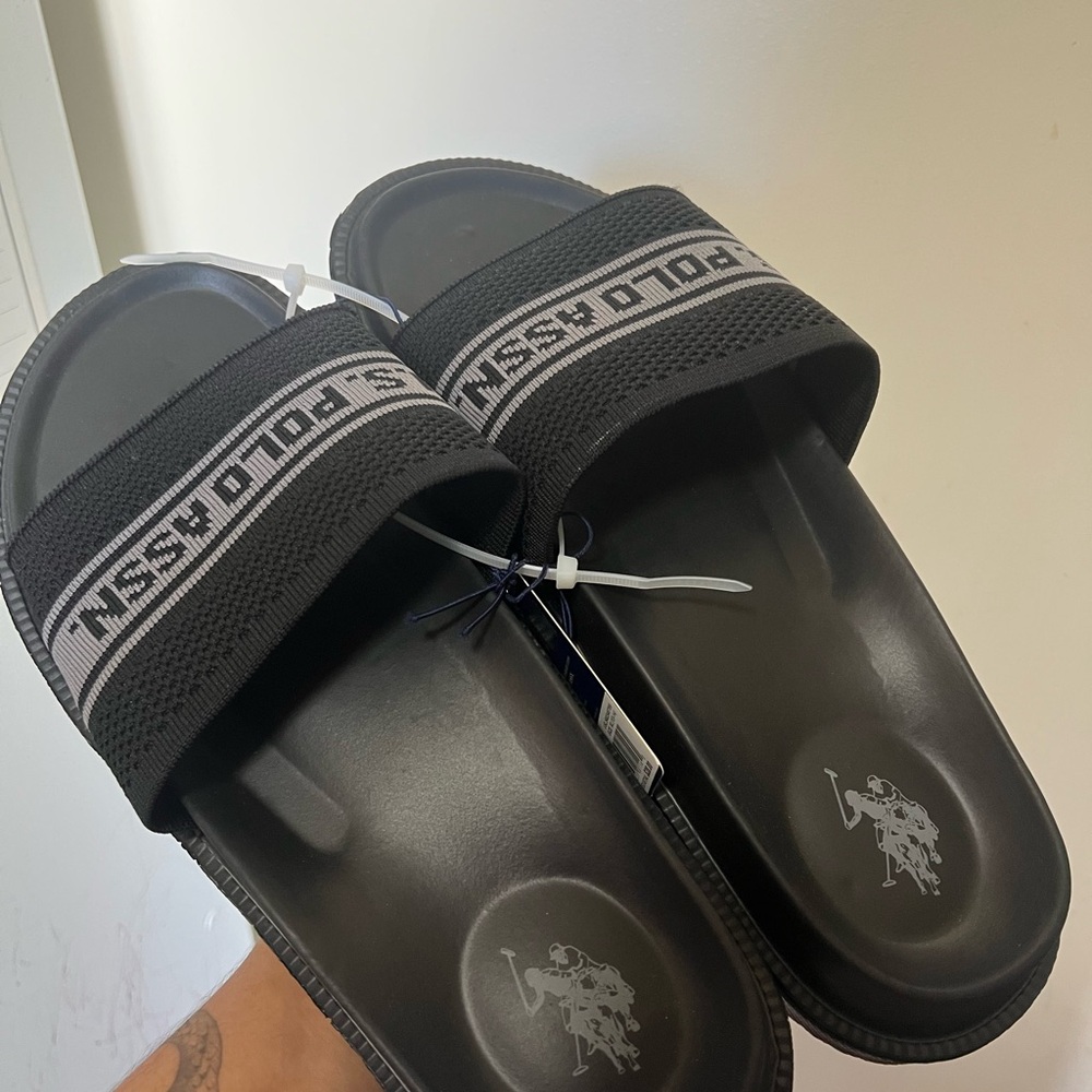 U.S. Polo Assn. Men Black Slide Sandals | Exclusive